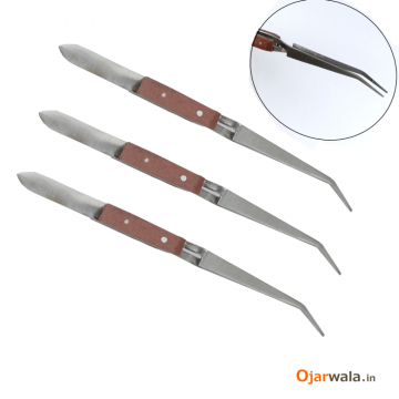 CUVED TIPS REVERSE ACTION TWEEZERS (3 Pcs.)